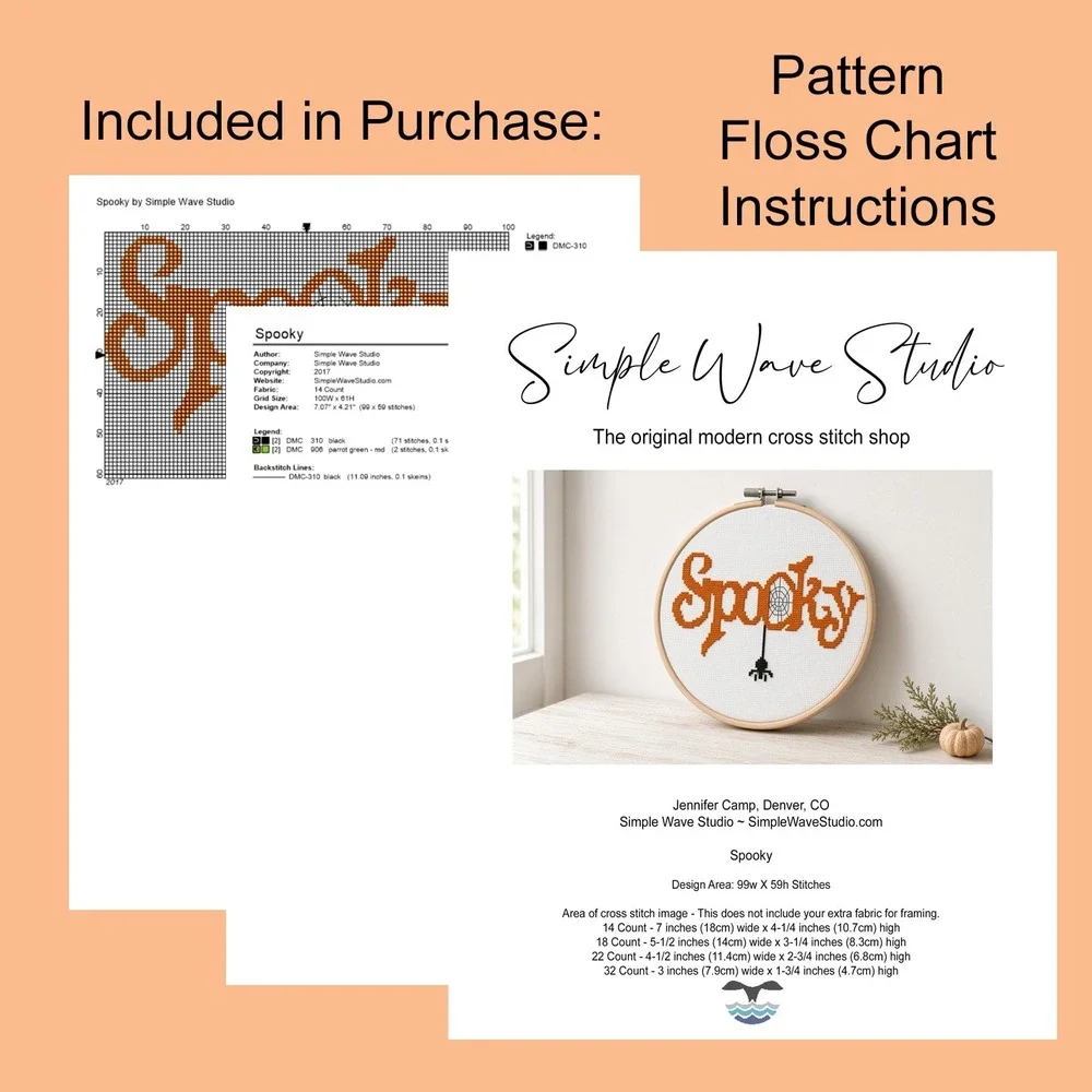 Spooky Halloween Cross Stitch Pattern Modern Spider Design
